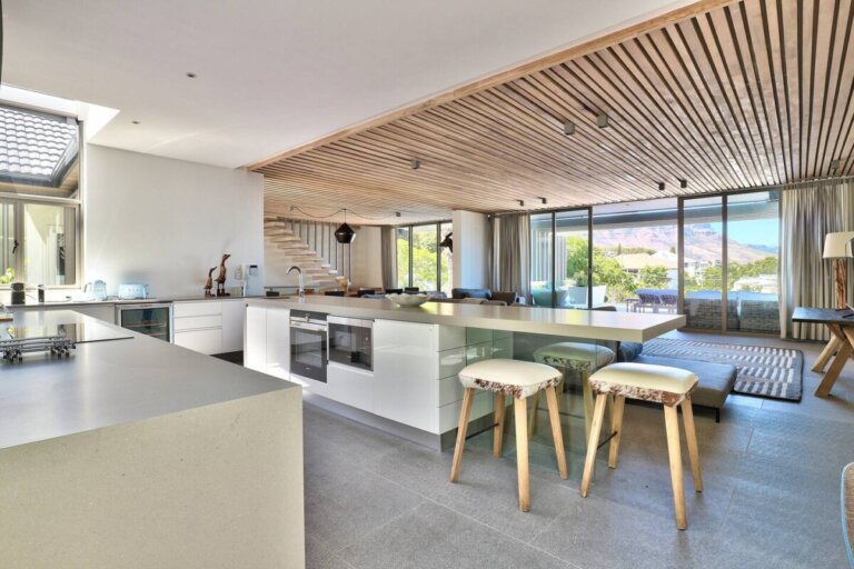 Open plan kitchen at Argyle house in camps bay